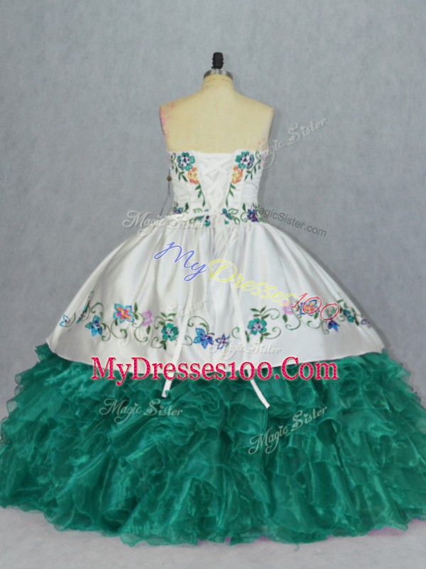 Hot Sale Floor Length Turquoise Quinceanera Gowns Sweetheart Sleeveless Lace Up