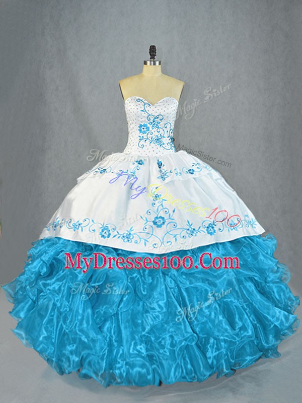 Ideal Sleeveless Beading and Ruffles Lace Up Sweet 16 Dress