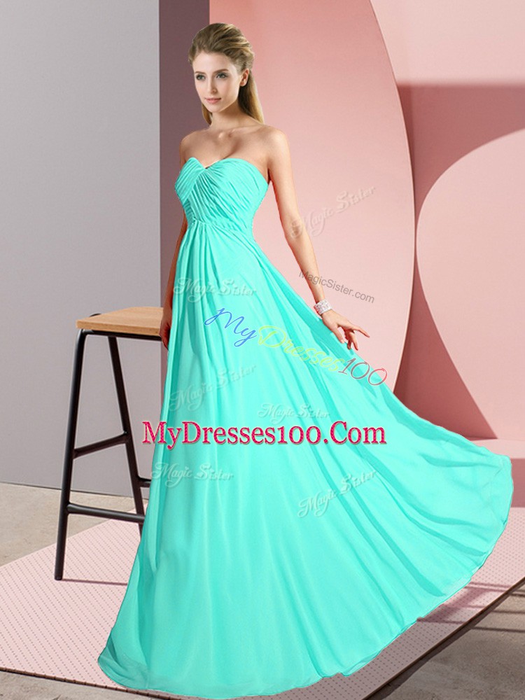 Cute Floor Length Empire Sleeveless Turquoise Prom Evening Gown Lace Up