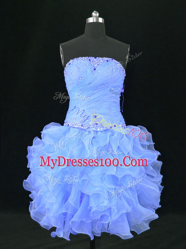 Classical Mini Length Ball Gowns Sleeveless Blue Lace Up