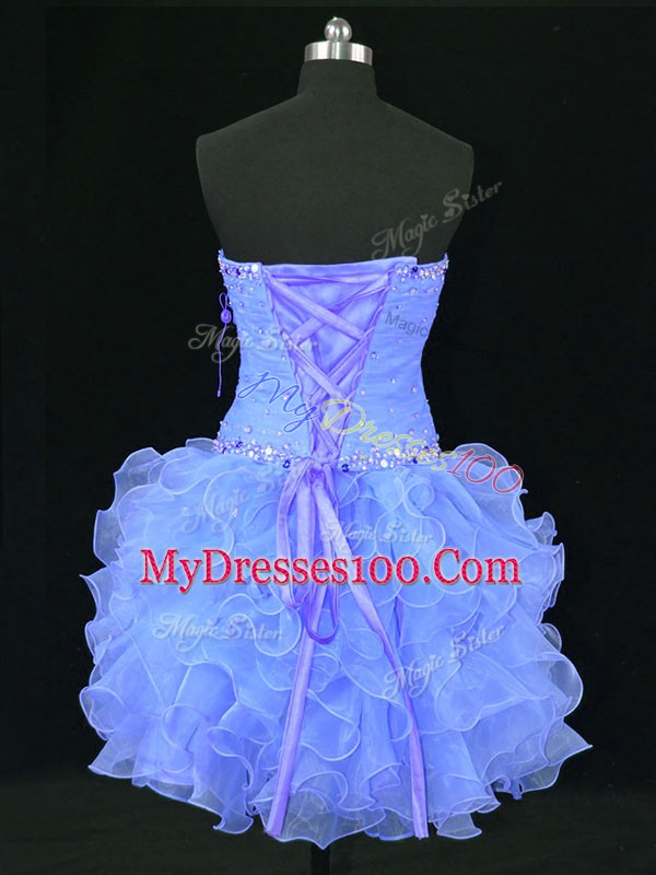 Classical Mini Length Ball Gowns Sleeveless Blue Lace Up
