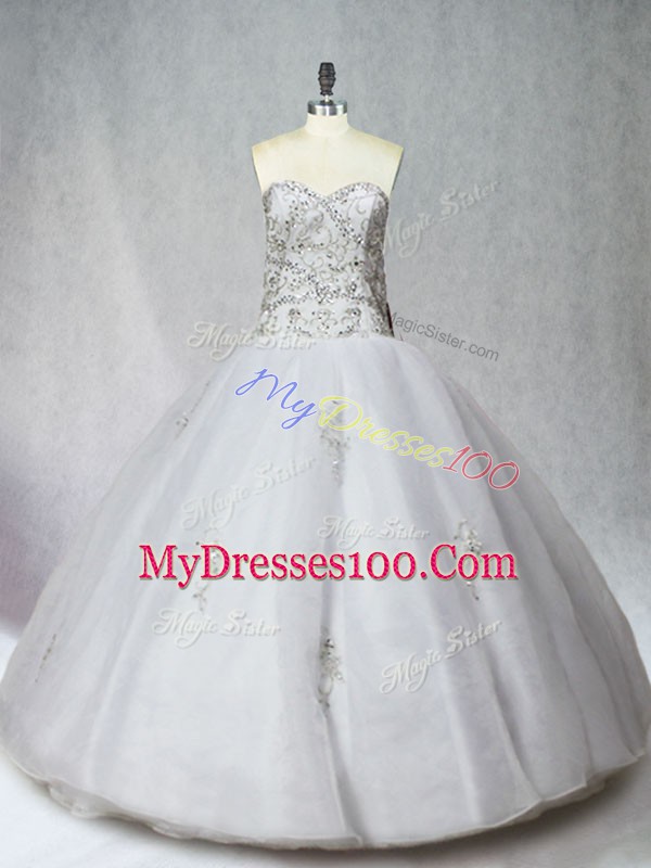 Sweetheart Sleeveless Organza 15 Quinceanera Dress Beading Zipper