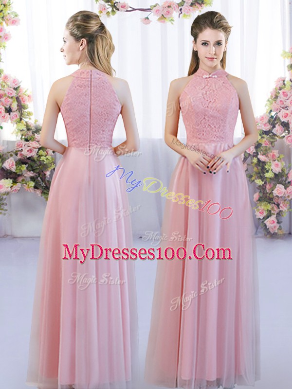 Glittering Cap Sleeves Zipper Floor Length Lace Bridesmaid Dress
