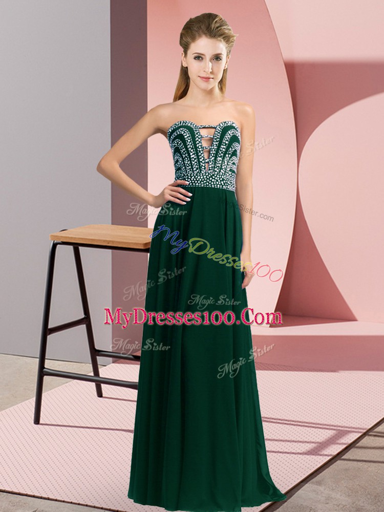 Sweetheart Sleeveless Chiffon Homecoming Dresses Beading Lace Up