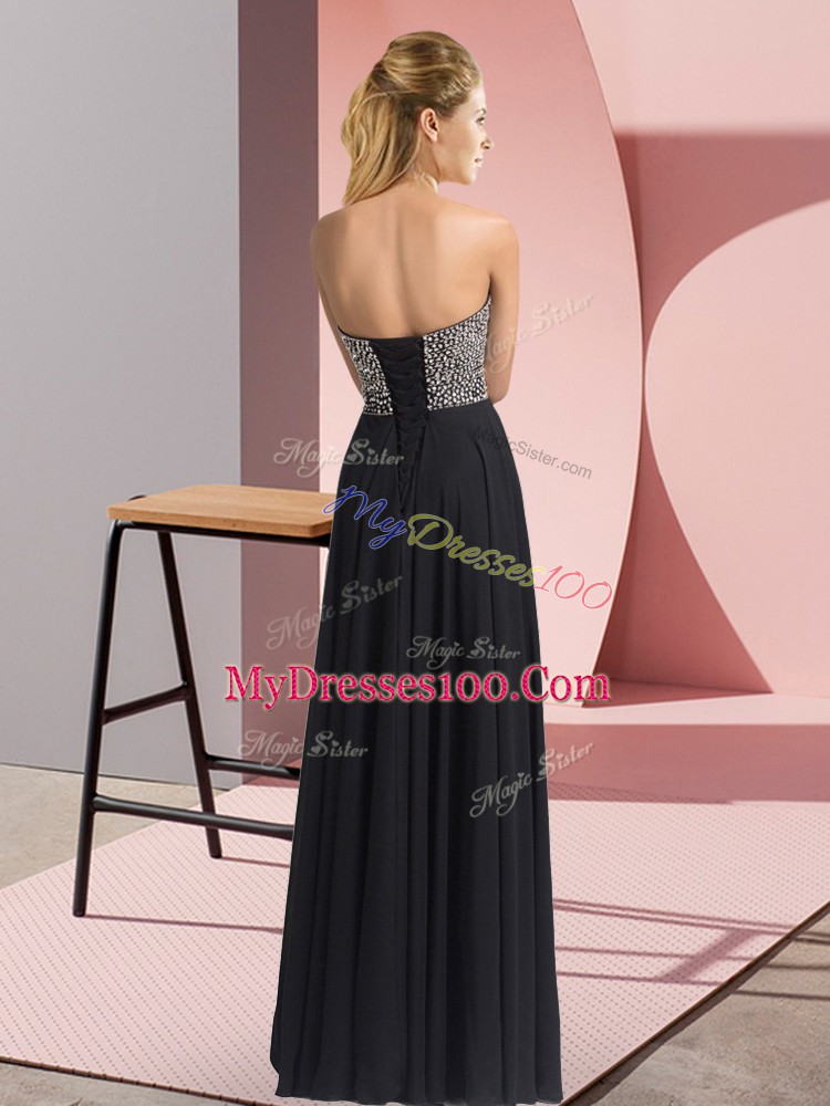 Sweetheart Sleeveless Chiffon Homecoming Dresses Beading Lace Up