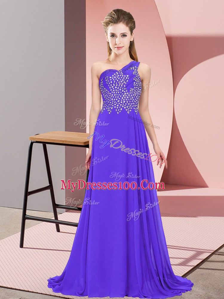 Great Chiffon Sleeveless Floor Length Hoco Dress and Beading