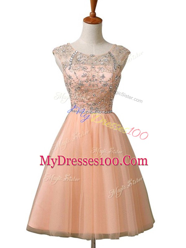 Fine Sleeveless Beading Zipper Prom Evening Gown