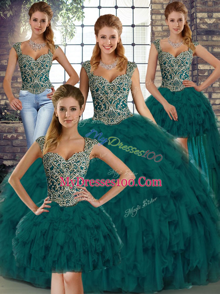 Sleeveless Beading and Ruffles Lace Up Quinceanera Dresses