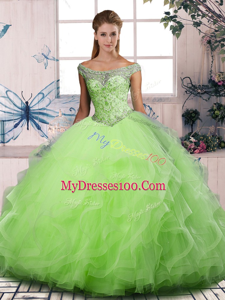 Nice Sleeveless Tulle Lace Up Ball Gown Prom Dress for Sweet 16 and Quinceanera