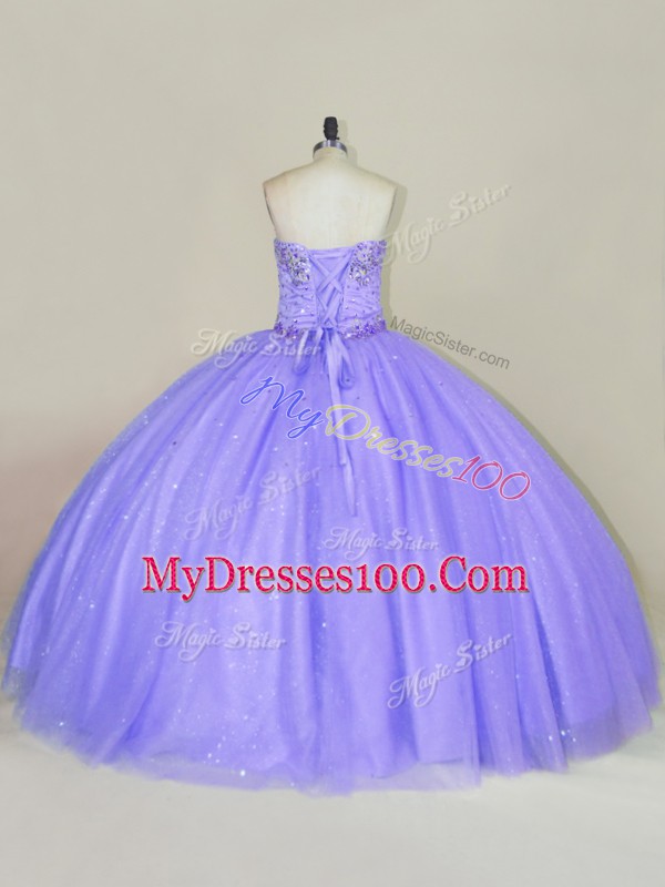 Lavender Quinceanera Dress Sweet 16 and Quinceanera with Sequins Strapless Sleeveless Lace Up
