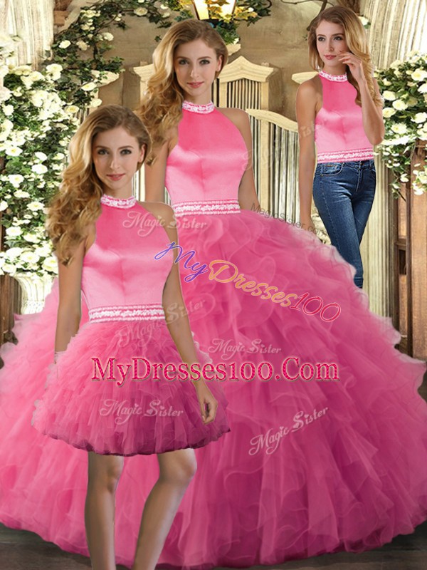 Sleeveless Ruffles Backless Ball Gown Prom Dress