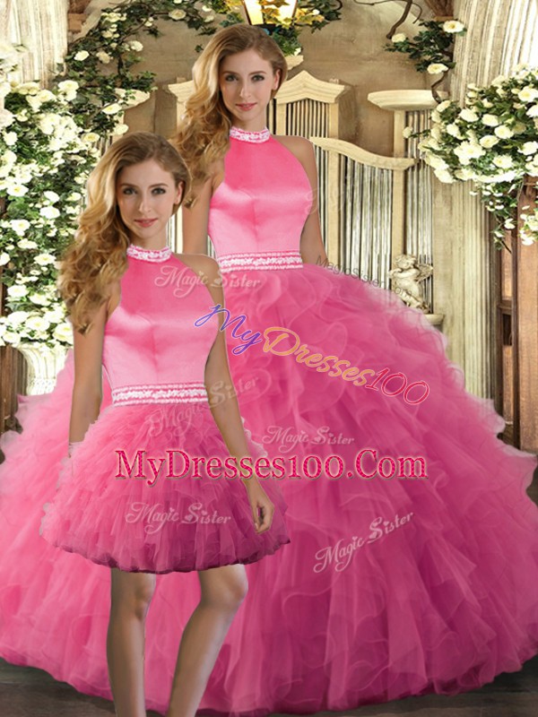 Sleeveless Ruffles Backless Ball Gown Prom Dress