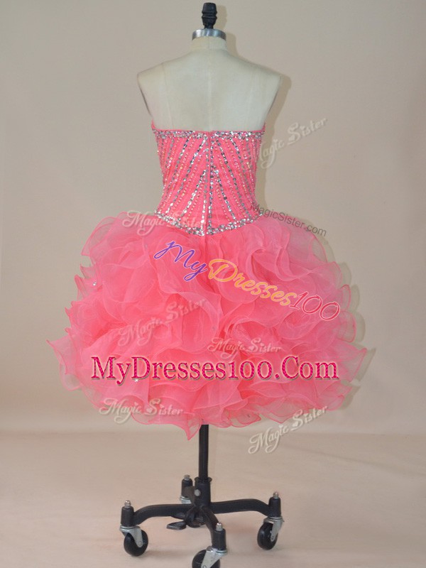 Sweetheart Sleeveless Organza Prom Gown Beading and Ruffles Zipper