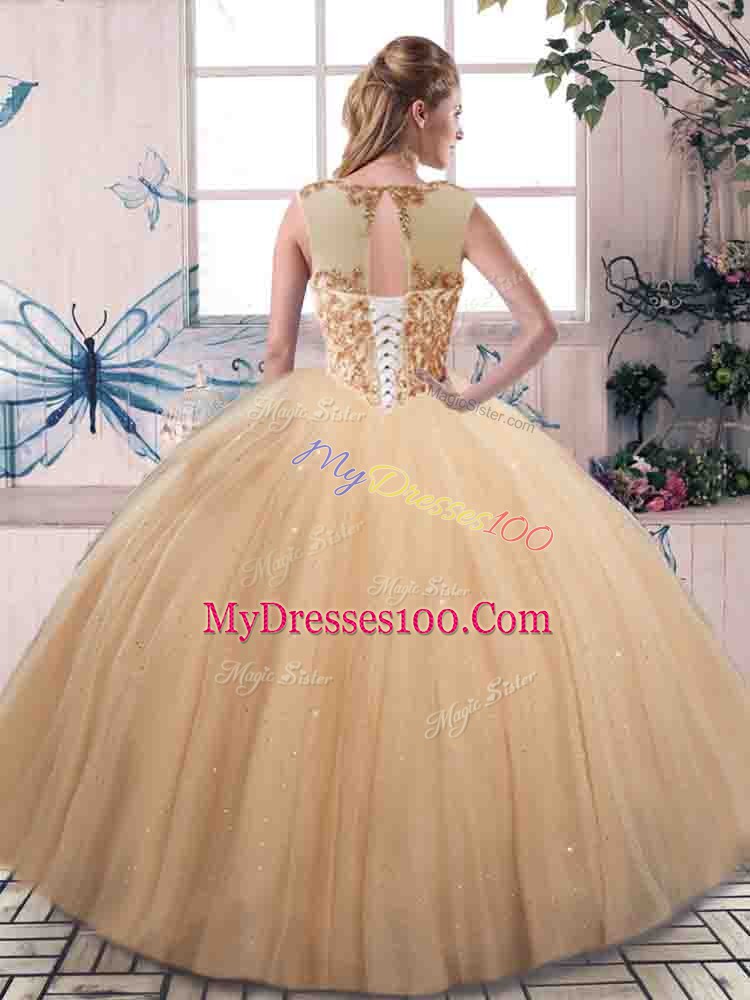Apple Green Scoop Neckline Beading Quinceanera Dress Sleeveless Lace Up