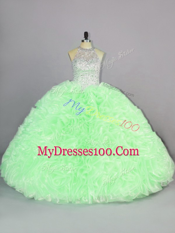 Affordable Quinceanera Gown Sweet 16 and Quinceanera with Beading and Ruffles Scoop Sleeveless Lace Up