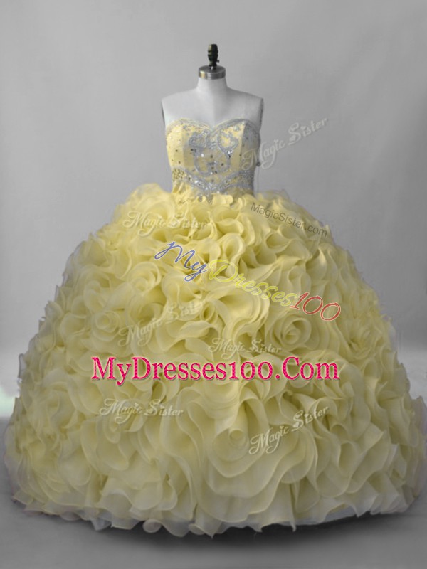 Ball Gowns Sleeveless Yellow Sweet 16 Dress Lace Up