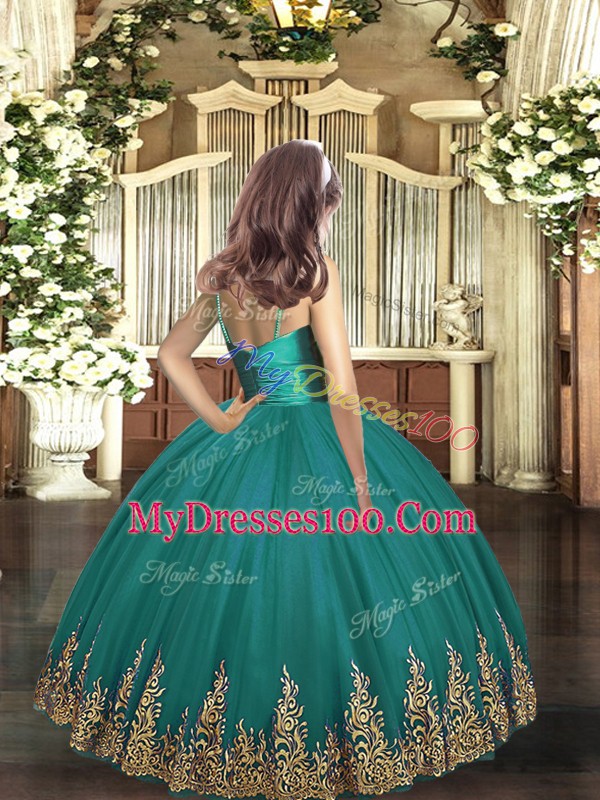 Purple Kids Pageant Dress Party and Sweet 16 and Wedding Party with Embroidery V-neck Sleeveless Zipper