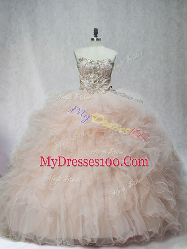 Ball Gowns Sleeveless Champagne Vestidos de Quinceanera Lace Up