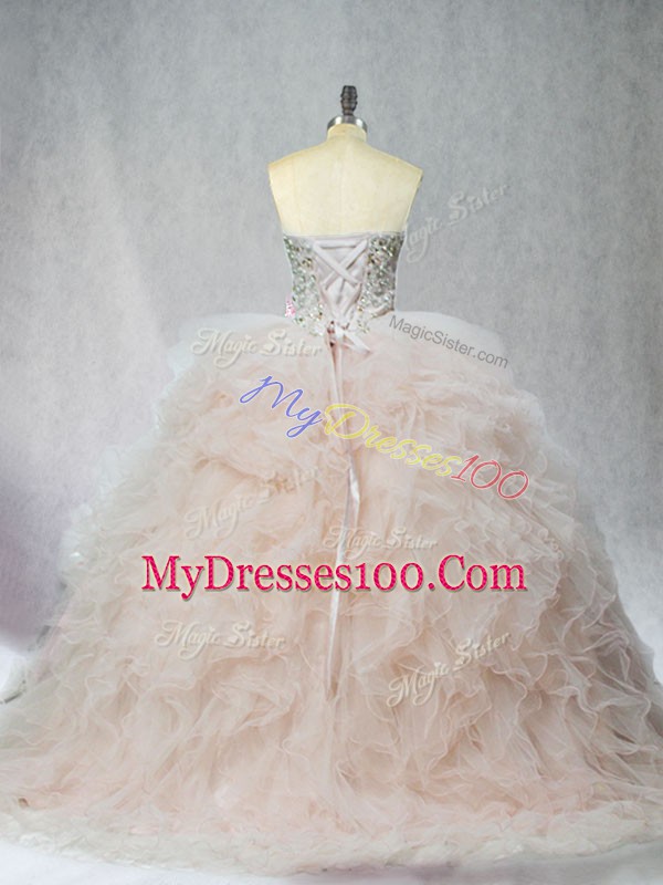 Ball Gowns Sleeveless Champagne Vestidos de Quinceanera Lace Up