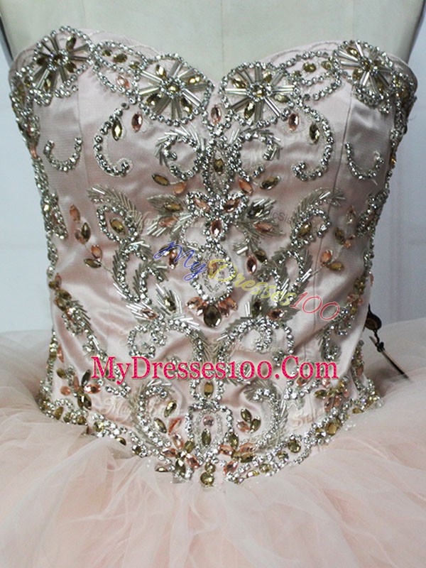 Ball Gowns Sleeveless Champagne Vestidos de Quinceanera Lace Up