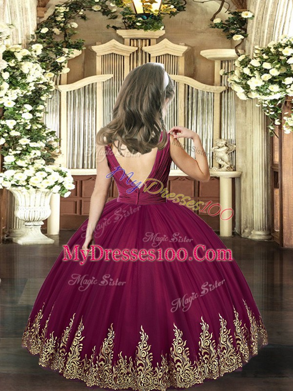 Floor Length Ball Gowns Sleeveless Olive Green Little Girls Pageant Dress Backless