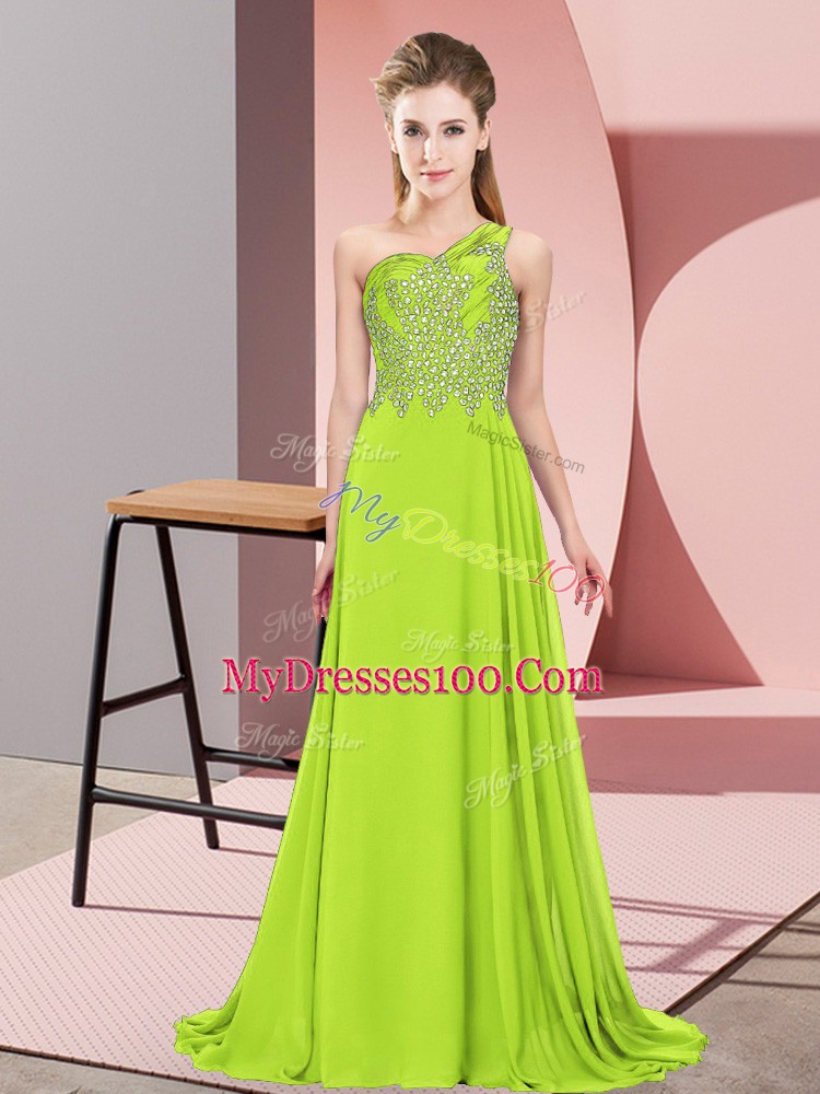 Spectacular Sleeveless Side Zipper Floor Length Beading Prom Gown