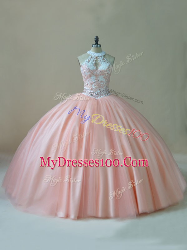 Dramatic Sleeveless Beading and Lace Lace Up Sweet 16 Quinceanera Dress