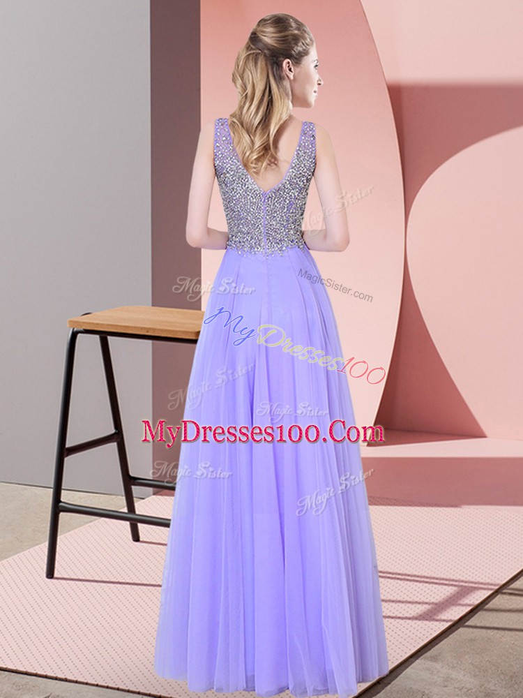 Gold Zipper V-neck Beading Pageant Dress for Teens Tulle Sleeveless