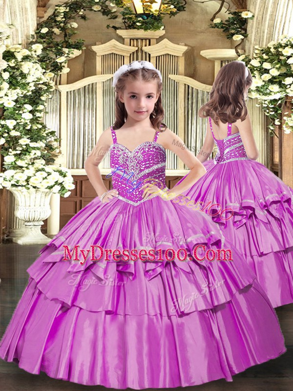Flare Ball Gowns Ball Gown Prom Dress Lilac Sweetheart Taffeta Sleeveless Floor Length Lace Up