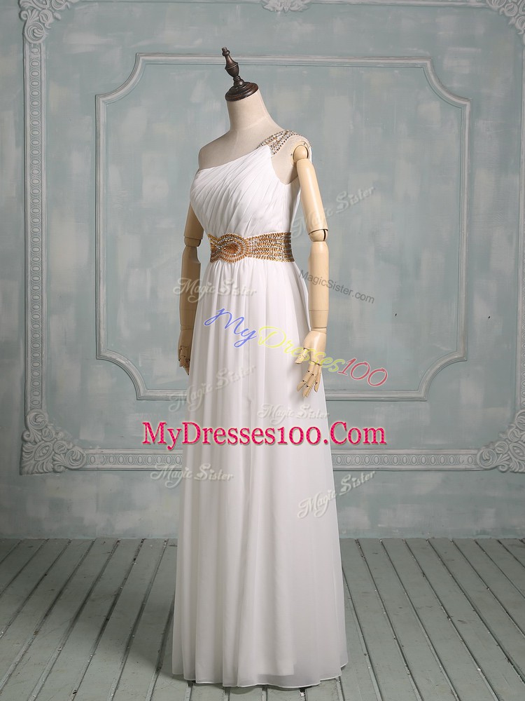 Sleeveless Beading and Ruching Side Zipper Homecoming Dress