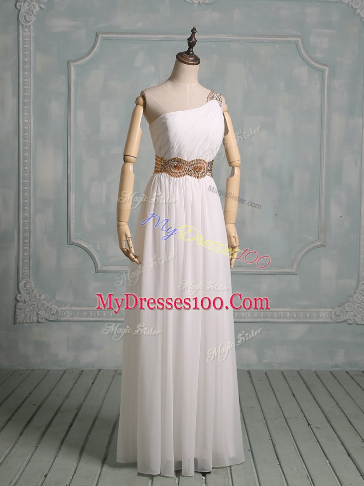 Sleeveless Beading and Ruching Side Zipper Homecoming Dress