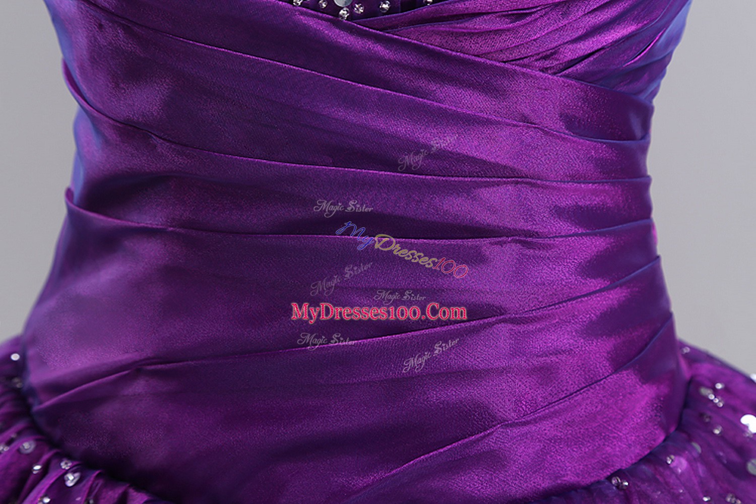 Latest Floor Length Eggplant Purple Quinceanera Dresses Tulle Sleeveless Beading and Ruching