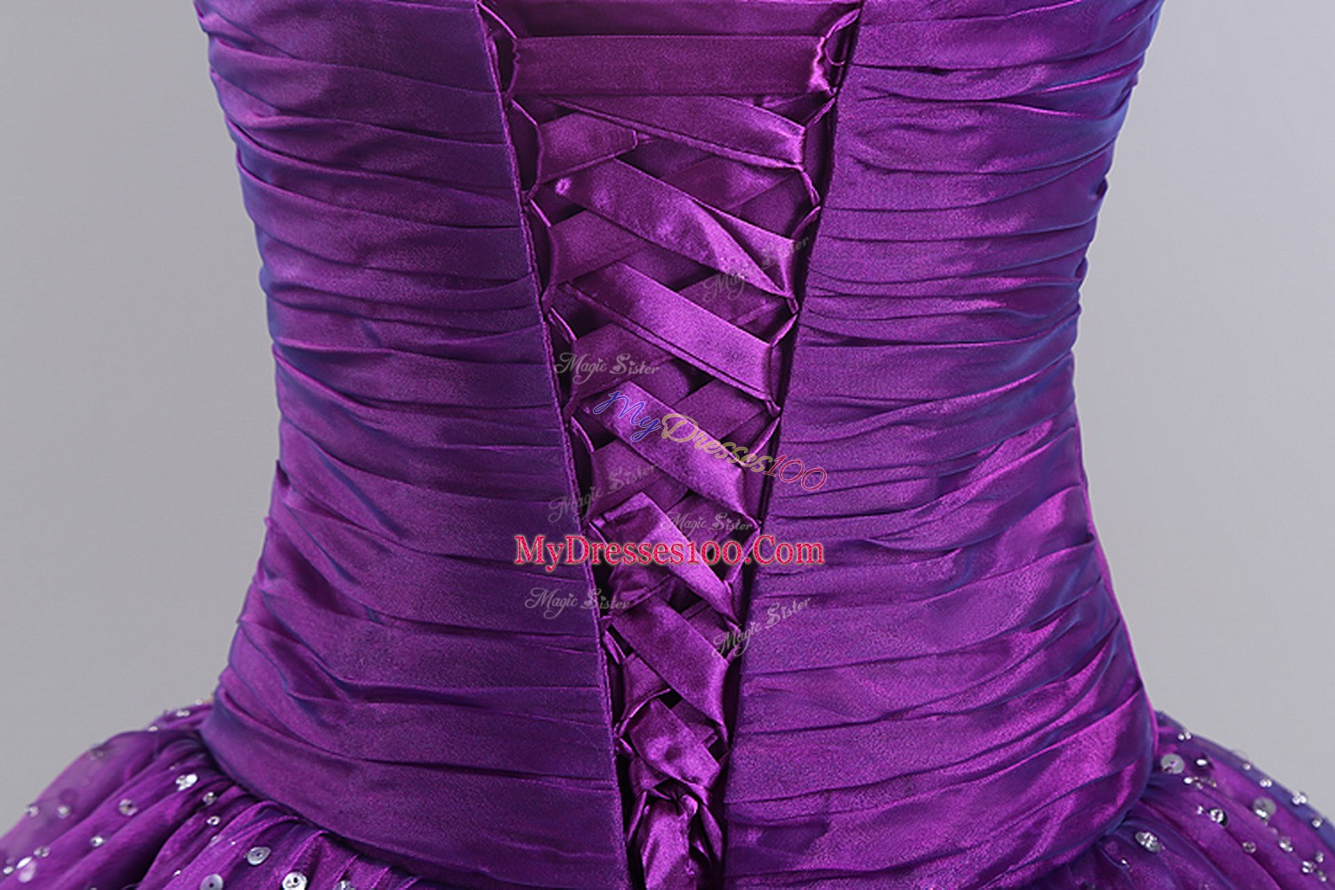 Latest Floor Length Eggplant Purple Quinceanera Dresses Tulle Sleeveless Beading and Ruching