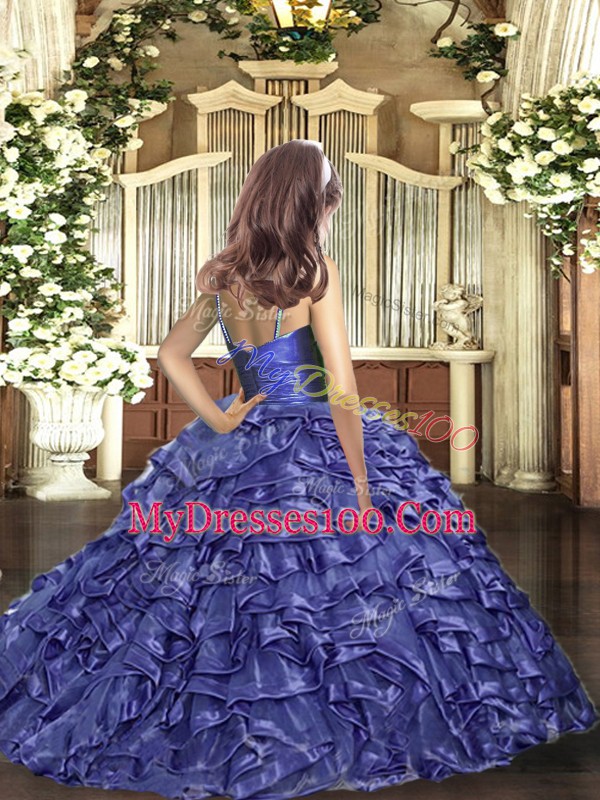 Sleeveless Zipper Floor Length Ruffles Girls Pageant Dresses