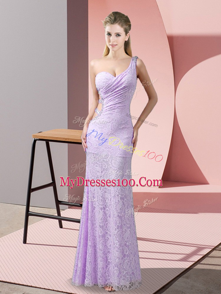 High Class Floor Length Column/Sheath Sleeveless Lavender Prom Dress Criss Cross