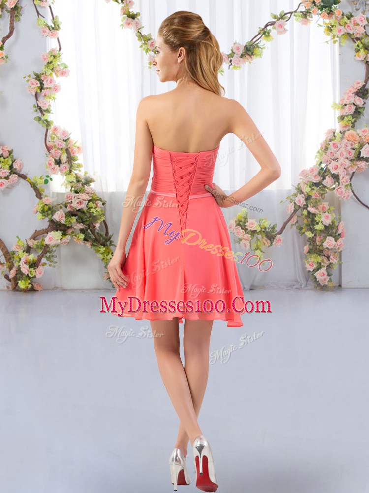 Baby Blue Sweetheart Lace Up Ruching Quinceanera Court of Honor Dress Sleeveless