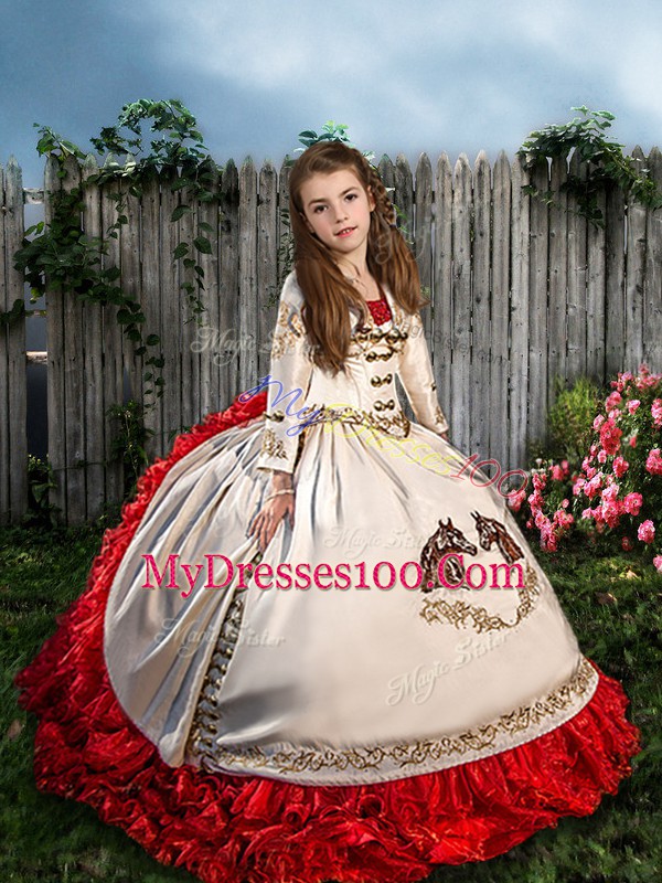 Fashion Floor Length Ball Gowns Sleeveless White And Red Quinceanera Dress Lace Up