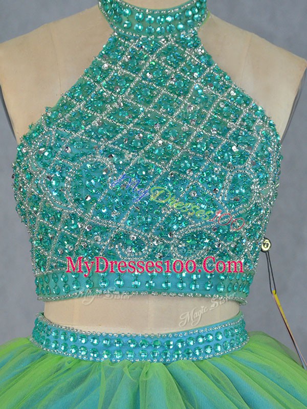 Gorgeous Green Sleeveless Tulle Lace Up Vestidos de Quinceanera for Sweet 16 and Quinceanera