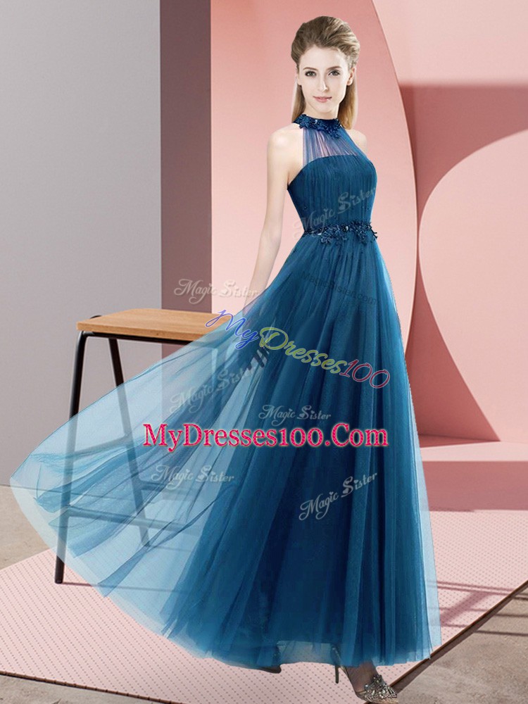 Sleeveless Beading and Appliques Lace Up Wedding Guest Dresses