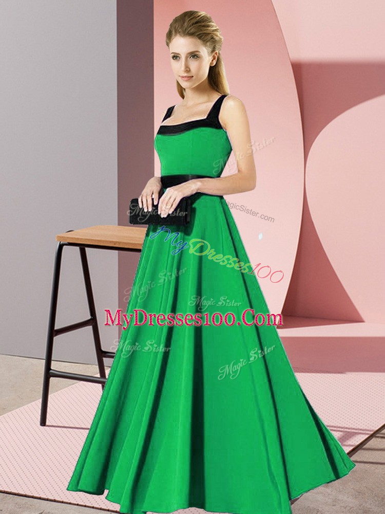 Cute Green Zipper Square Belt Quinceanera Court Dresses Chiffon Sleeveless