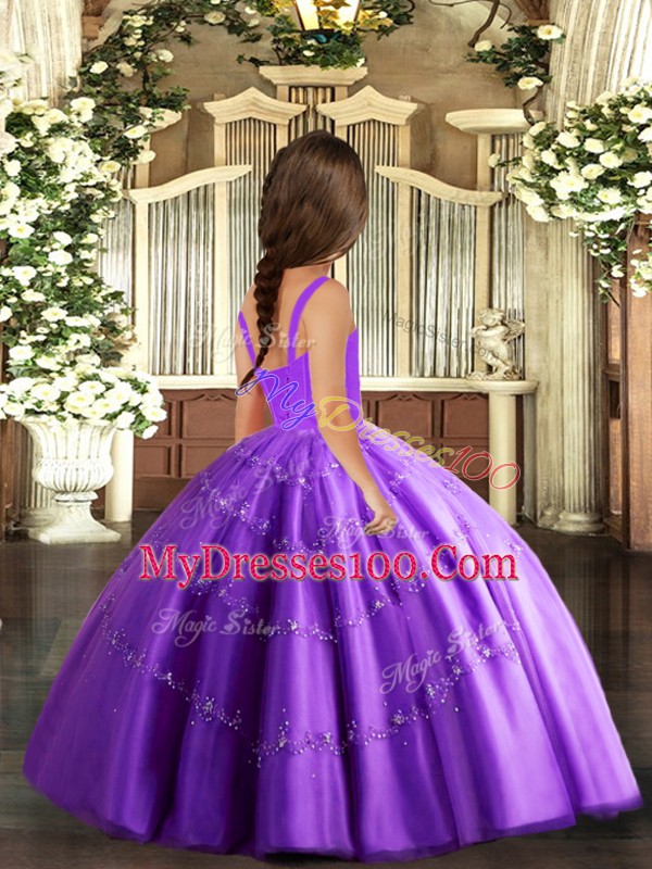 Beauteous Floor Length Lace Up Little Girl Pageant Gowns Coral Red for Party and Sweet 16 and Wedding Party with Beading