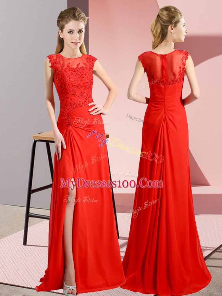 Sleeveless Zipper Floor Length Beading Homecoming Dress