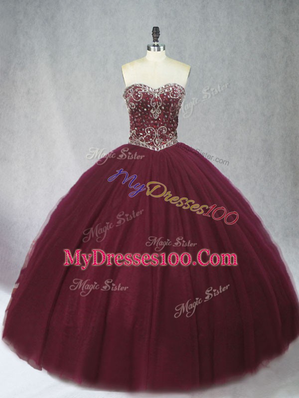 Sleeveless Beading Lace Up Ball Gown Prom Dress