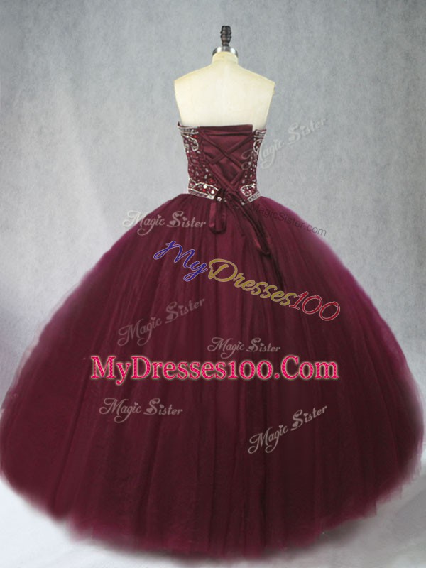 Sleeveless Beading Lace Up Ball Gown Prom Dress