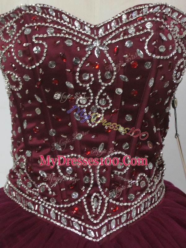 Sleeveless Beading Lace Up Ball Gown Prom Dress