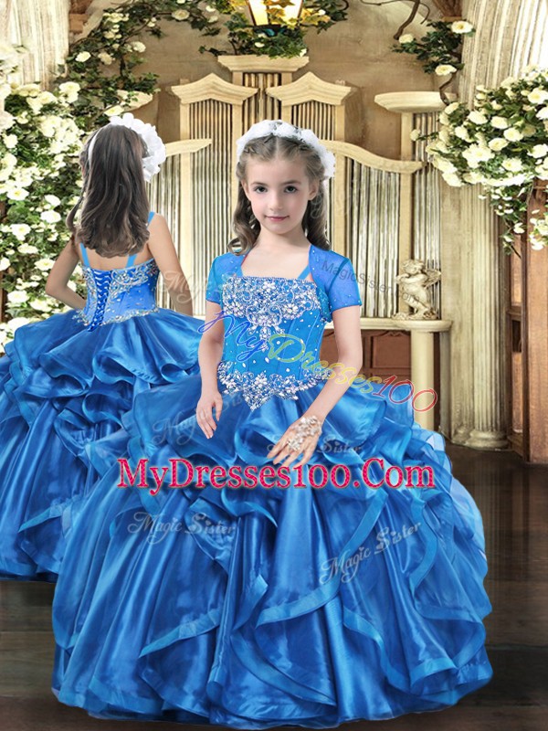 Sleeveless Beading and Ruffles Lace Up Sweet 16 Dress