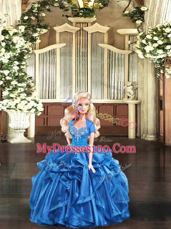 Sleeveless Beading and Ruffles Lace Up Sweet 16 Dress