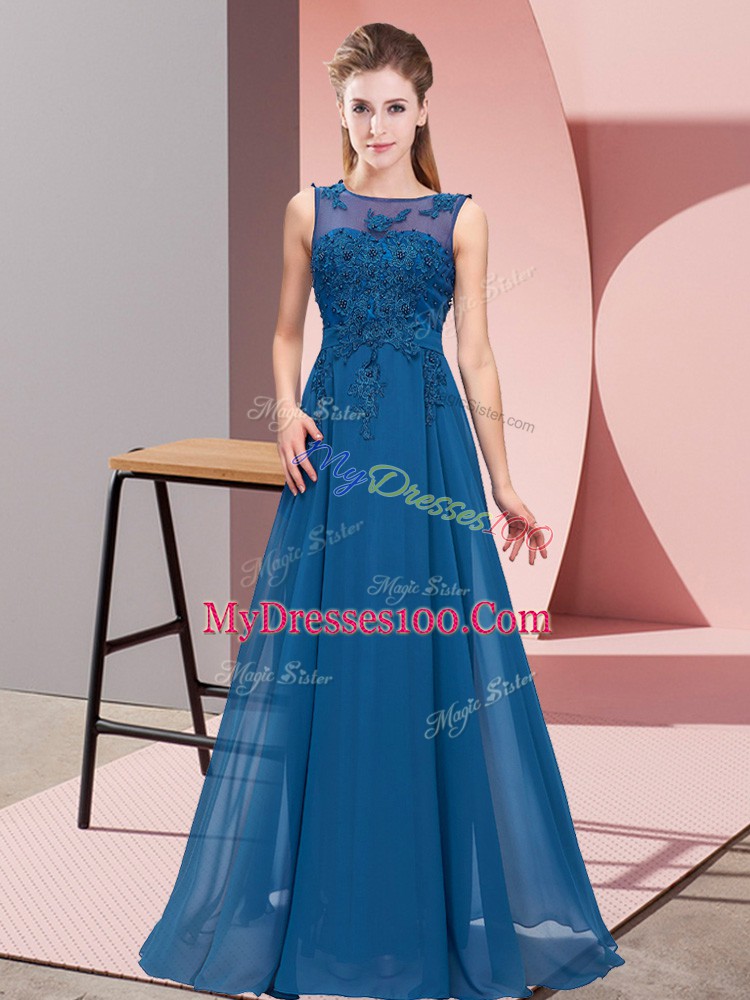 Fantastic Sleeveless Beading and Appliques Zipper Wedding Party Dress