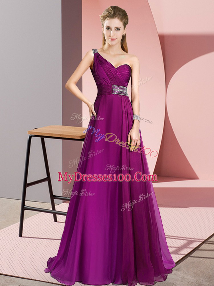 Fuchsia Empire Beading Criss Cross Chiffon Sleeveless