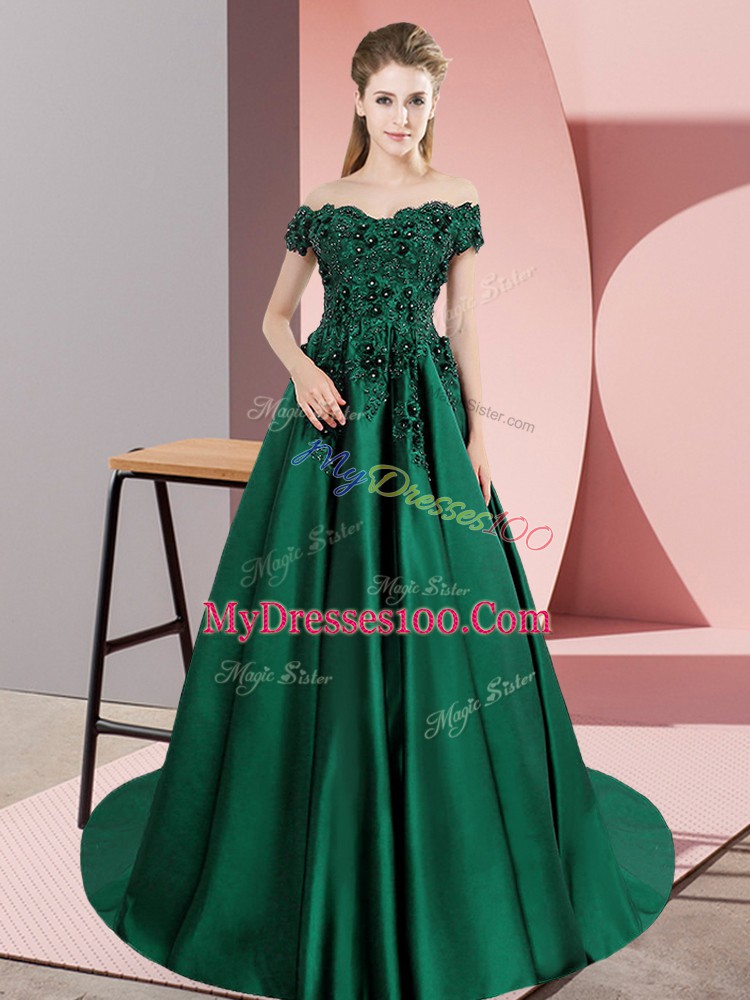 Fitting Green Zipper Sweet 16 Dress Lace Sleeveless Court Train